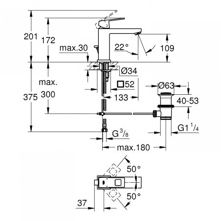 Смеситель для раковины Grohe Eurocube 23445000 хром