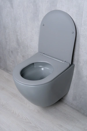 Унитаз подвесной безободковый GID Tr2122TF-Lgm серый матовый, с сиденьем микролифт