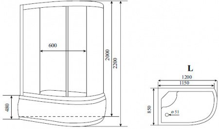 Душевая кабина Timo Standart T-1120 P L 120x85x220 профиль хром матовый, стекло прозрачное