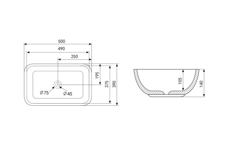 Раковина накладная 50см ABBER RECHTECK AC2202MW белый матовый