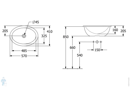 Раковина встраиваемая сверху 57см Villeroy & Boch Loop & friends 4A620001 alpin