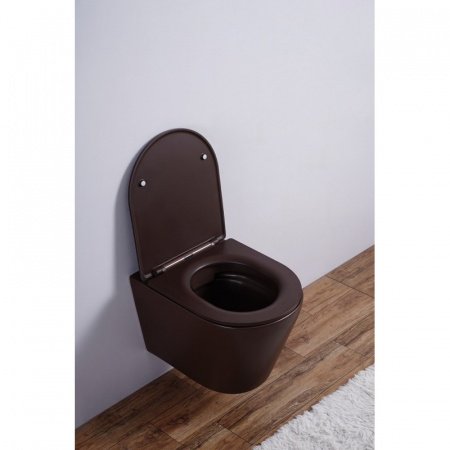 Унитаз подвесной Esbano CLAVEL коричневый матовый, с сиденьем микролифт