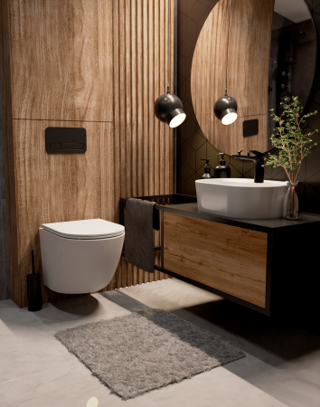 Унитаз подвесной безободковый AQUAme AQM2002MW белый матовый, с сиденьем микролифт