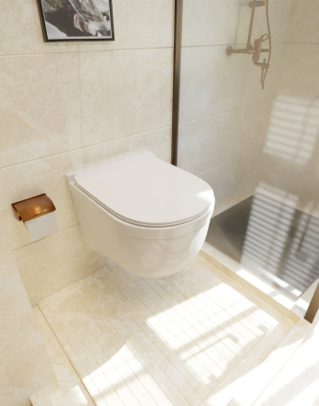 Унитаз подвесной безободковый AQUAme AQM2006 белый, с сиденьем микролифт