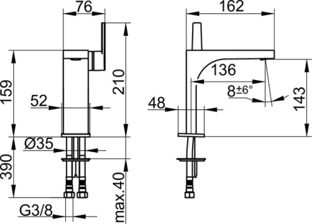 Смеситель для раковины Keuco Edition 11 51102130100 хром черный шлифованный