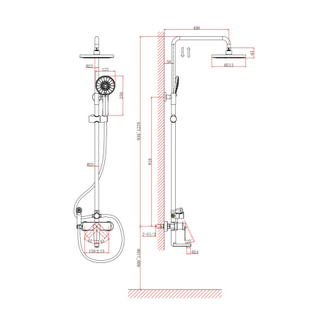Душевая система с гигиеническим душем D&K Bayern.Fürth DA1524701B18, хром