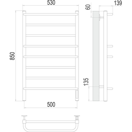 Полотенцесушитель электрический Terminus Евромикс квадро П8 50х85