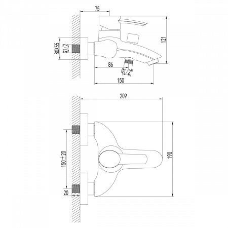 Смеситель для ванны с душем Lemark Atlantiss LM3202C хром