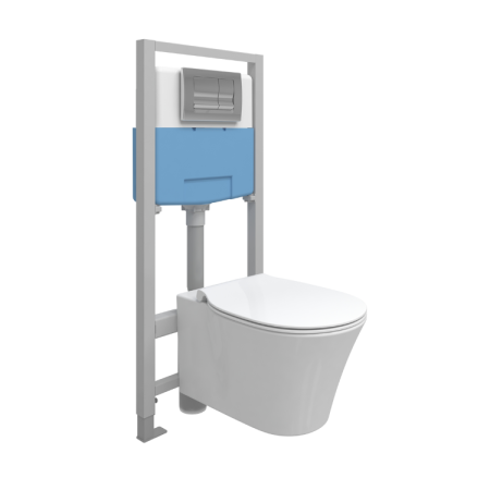 Промо-комплект 4 в 1 Ideal Standard с подвесным унитазом E005401 CONNECT AIR AquaBlade® с сиденьем и крышкой E036601 CONNECT AIR, встраиваемой инсталляцией R020467 PROSYS FRAME 120 M и механической панелью смыва R0108AA SOLEA M1