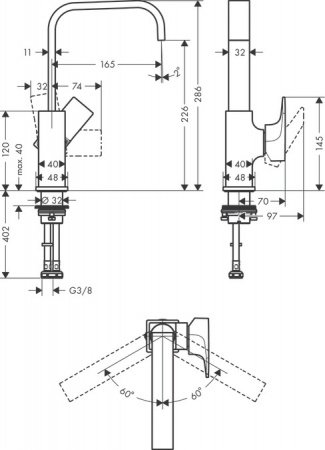 Смеситель для раковины Hansgrohe Metropol 32511140 бронза шлифованная