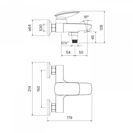 Смеситель для ванны с душем IDDIS Stone STOSB00i02WA хром глянцевый