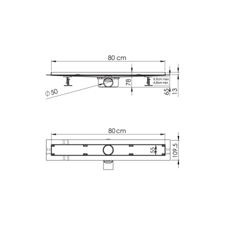 Душевой лоток Vincea SAY ALMIRA JASMIN 605.80.P.PITI, 80 см, хром