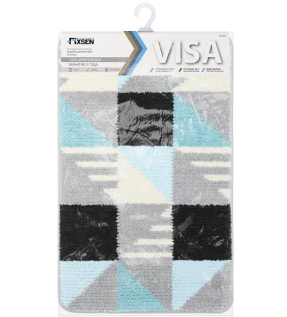 Коврик для ванной Fixsen Visa 1-ый, FX-5005Z, серо-бирюзовый, 50х80см