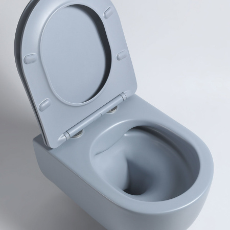 Унитаз подвесной безободковый Vincea Evo VT1-34SMO голубой матовый, с сиденьем микролифт