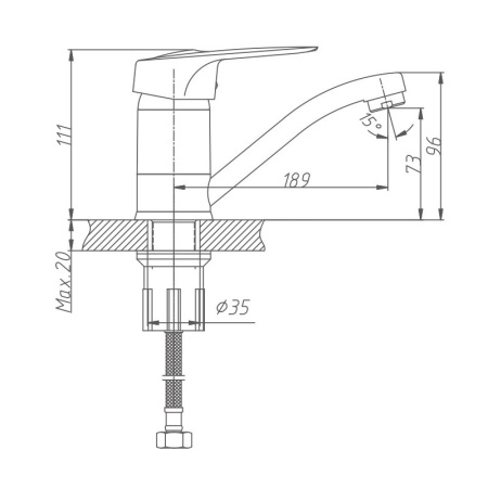 Смеситель для кухни Haiba HB4504-2, хром