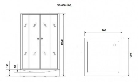 Душевой угол Niagara NG- 009-14Q BLACK 90x90x195 профиль черный, стекло с узором