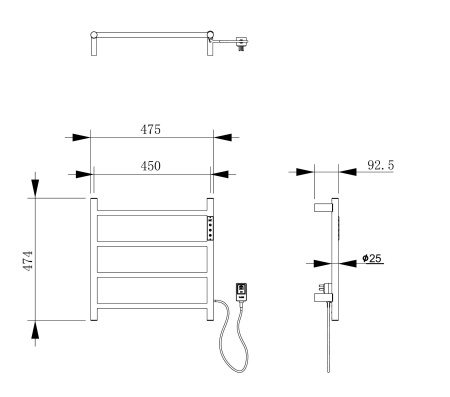 Полотенцесушитель электрический WONZON & WOGHAND BONN, Темный графит (WW-AL404-GM)