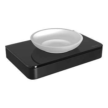 Мыльница Lemark GLASS LINE 9742039 с держателем, чёрный матовый/черное стекло