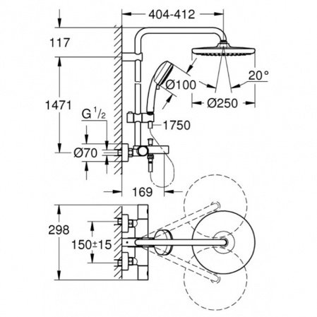 Душевая стойка Grohe New Tempesta Cosmopolitan System 26672000 хром