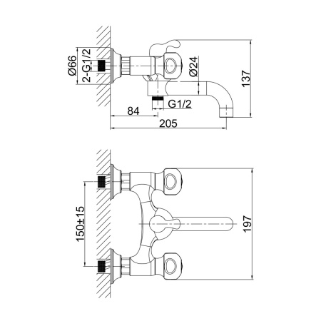 Смеситель для ванны D&K Hessen DA1423201, хром