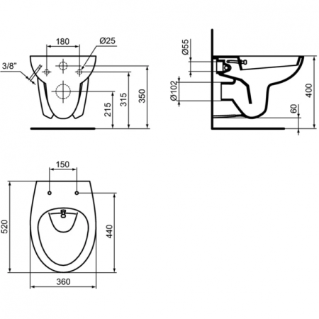 Подвесной унитаз с функцией биде Ideal Standard EUROVIT W705501