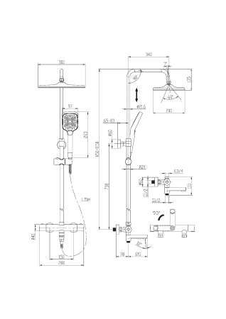 Душевая стойка с термостатом Cersanit VIVO 64090 хром