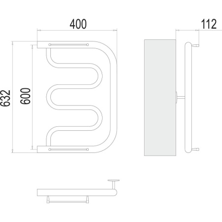 Полотенцесушитель водяной Terminus Фокстрот (1") 60х40