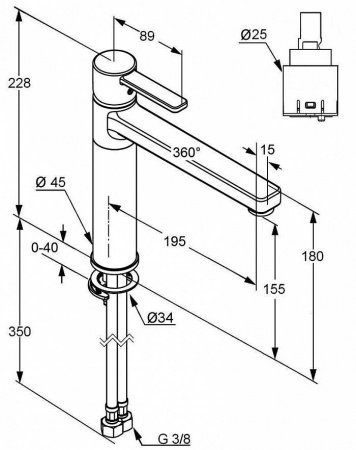 Смеситель для кухни Kludi Zenta 389738675 хром/черный