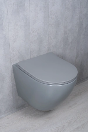 Унитаз подвесной безободковый GID Tr2122TF-Lgm серый матовый, с сиденьем микролифт