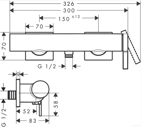 Смеситель для душа Hansgrohe Tecturis E 73620670 черный матовый