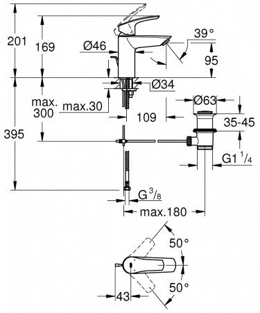 Смеситель для раковины Grohe EuroSmart 23456003 хром