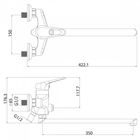 Смеситель для ванны с душем Lemark Luna LM4157C хром