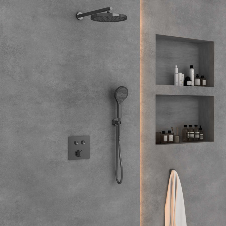 Душевой комплект Vincea VSFW-4212GM встраиваемый, 2 режима, вороненая сталь