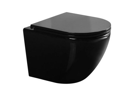 Унитаз подвесной безободковый GID Tr2122BL, черный глянцевый