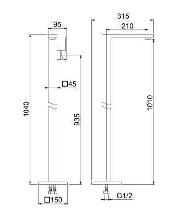 Смеситель для раковины Webert Pegaso PE832101560, черный