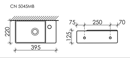 Раковина подвесная 40см Ceramica Nova Element CN5045MB черный матовый
