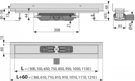 Душевой лоток Alcaplast Wall Low APZ116-850 без решетки