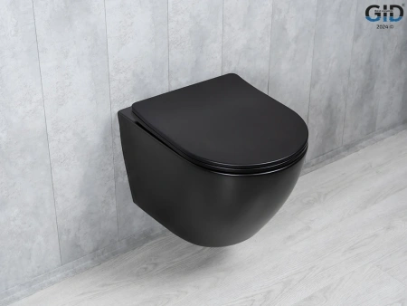 Унитаз подвесной безободковый GID Tr2122TF-Bm черный матовый, с сиденьем микролифт