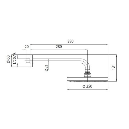 Верхний душ Bossini Elios H19412G.073 черный матовый