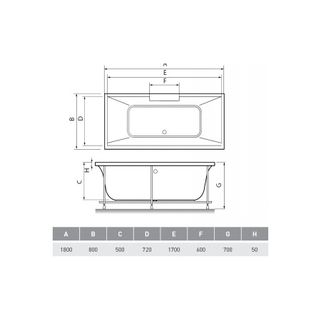 Ванна акриловая Relisan EcoPlus Дунай Гл000026740, 180х80