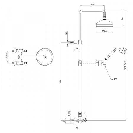 Душевая стойка Webert Dorian DO760405010 золото