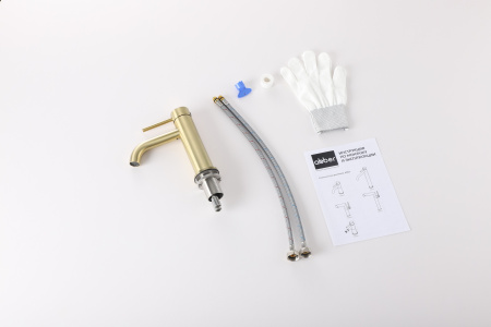 Смеситель ABBER Wasser Kreis 316 AF8110BG для раковины, золото брашированное