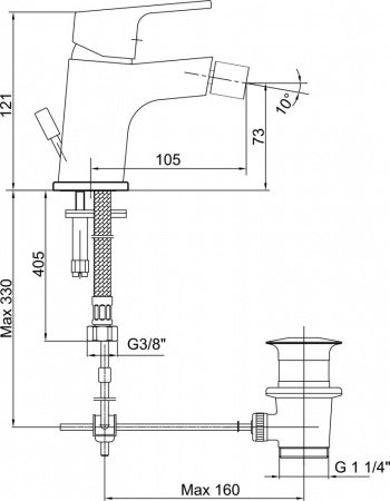 Смеситель для биде E.C.A Tiera 102110195C1EX черный матовый