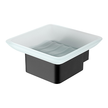 Мыльница Lemark SMOOTH LINE 9742017 с держателем, чёрный матовый