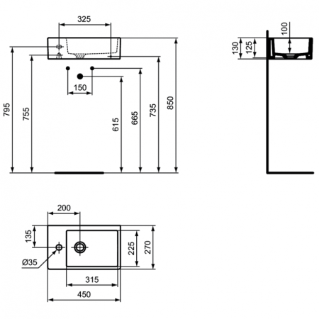 Раковина накладная 45X27 см Ideal Standard STRADA K081701 белый