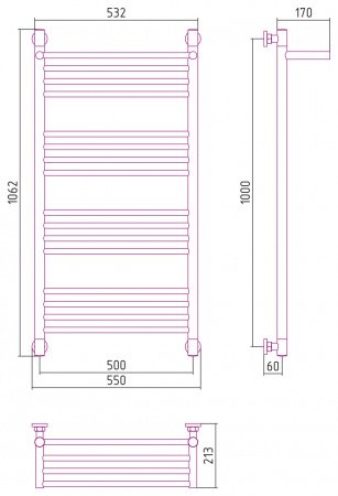 Полотенцесушитель водяной Сунержа Богема с полкой+ 100х50 золото матовое