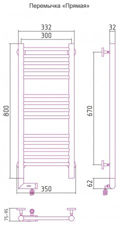 Полотенцесушитель электрический Сунержа Богема 2.0 80х30 белый, подключение правое