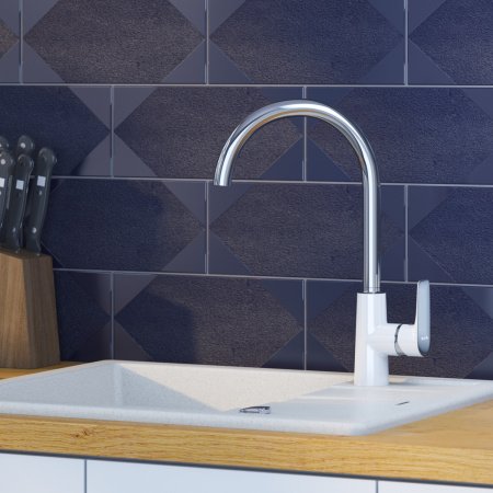 Смеситель для кухни IDDIS Cloud CLOSB00i05 хром глянцевый/белый