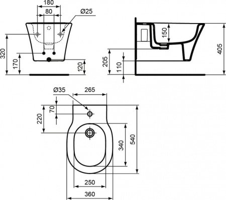 Биде подвесное Ideal Standard Connect Air E026601