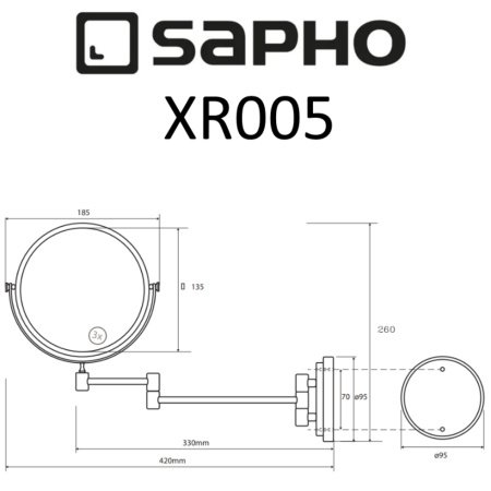 Косметическое зеркало Sapho X-ROUND XR005 хром